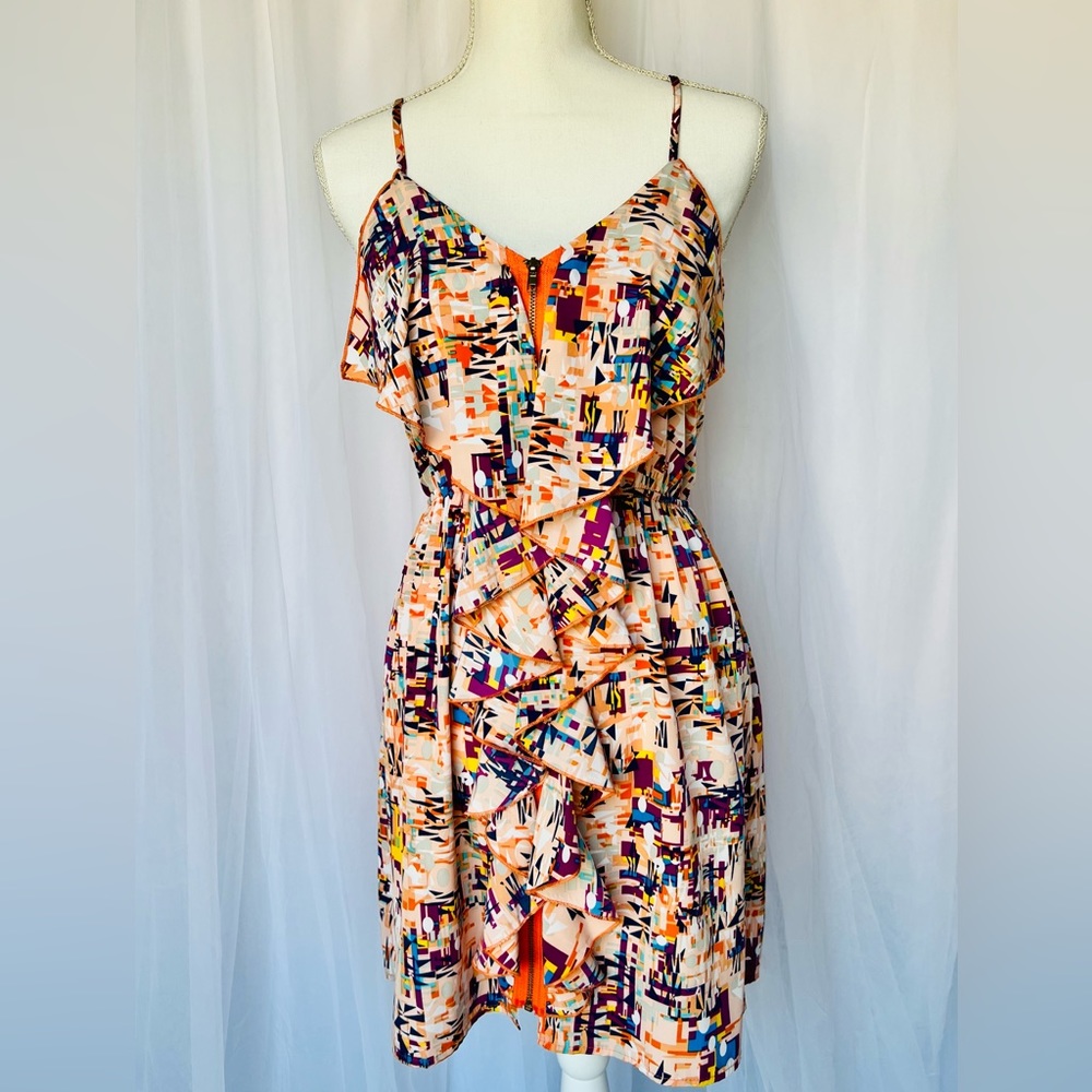 ⭐️PINK OWL⭐️ GEOMETRIC DESIGN ZIP UP DRESS | Size M